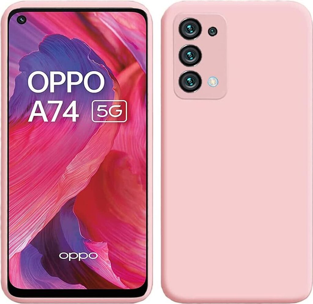 OPPO A74 5G Hülle, Flüssig Silikon Weich Gummi Schutzhülle für OPPO A74 5G Pink