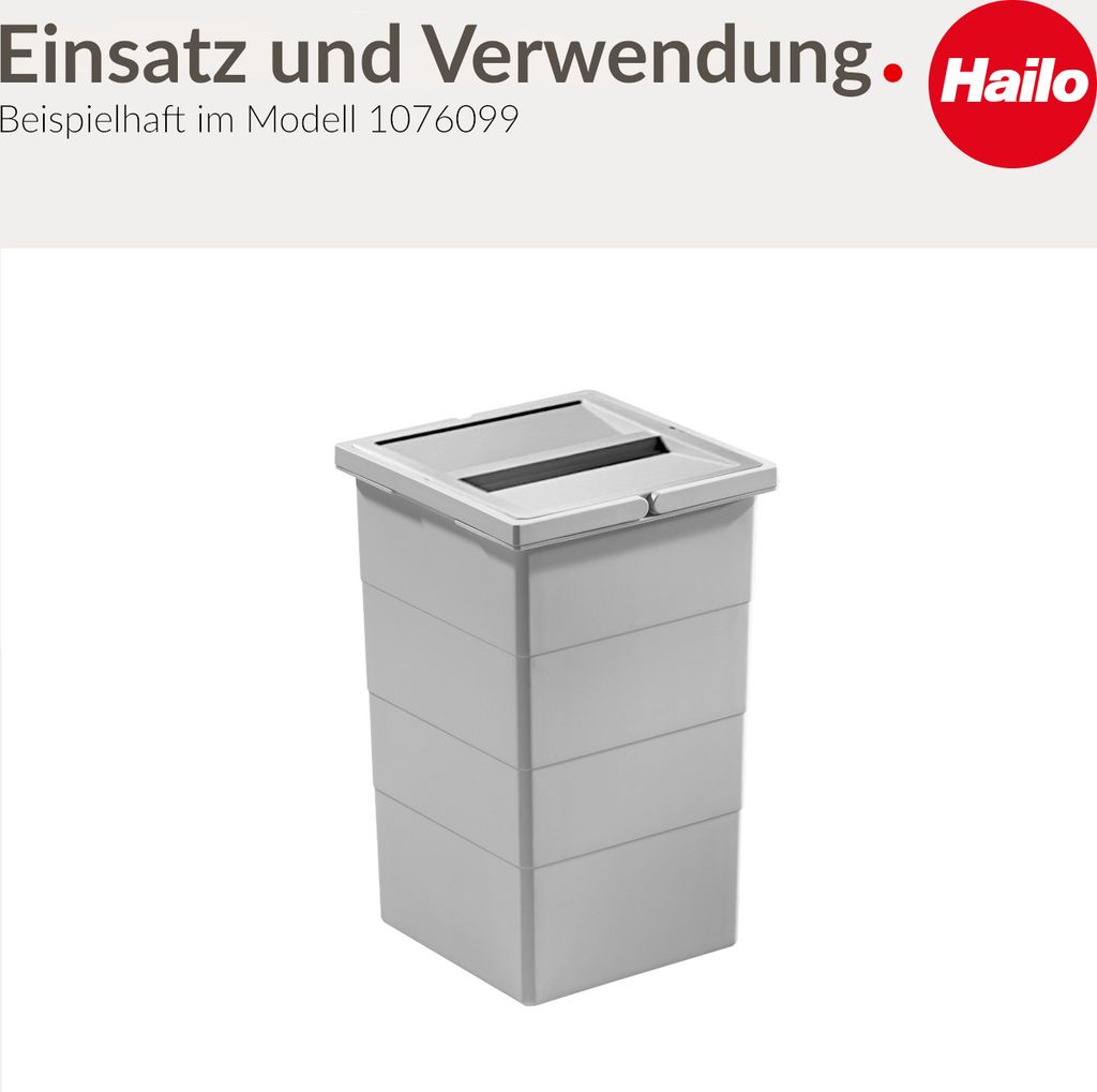 Hailo Ersatzdeckel Für 15-Liter-Inneneimer – Hellgrau, Mit Griffmulde, Made In Germany