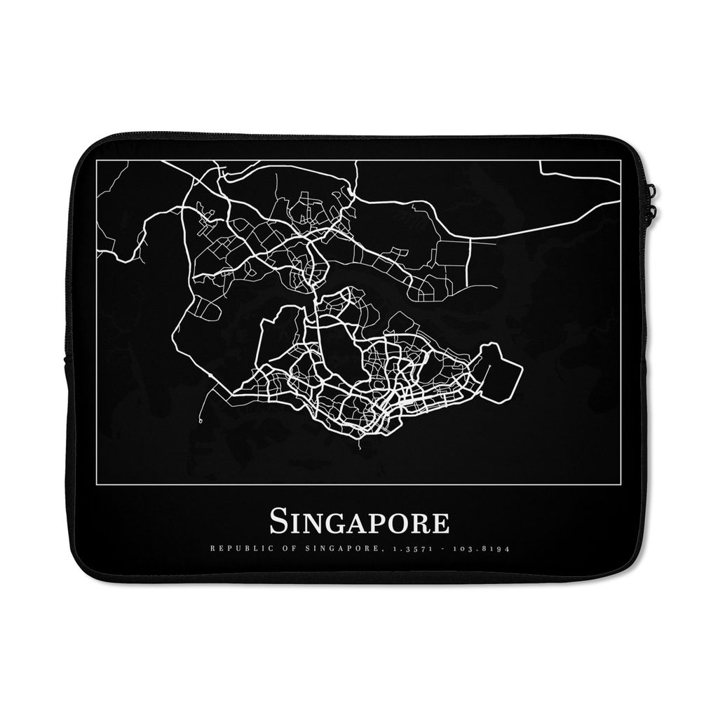 MuchoWow Laptop Hülle 15 Zoll Singapur - Karte - Stadtplan Laptoptasche - Laptoptasche - Sleeve - Rundum-Schutz