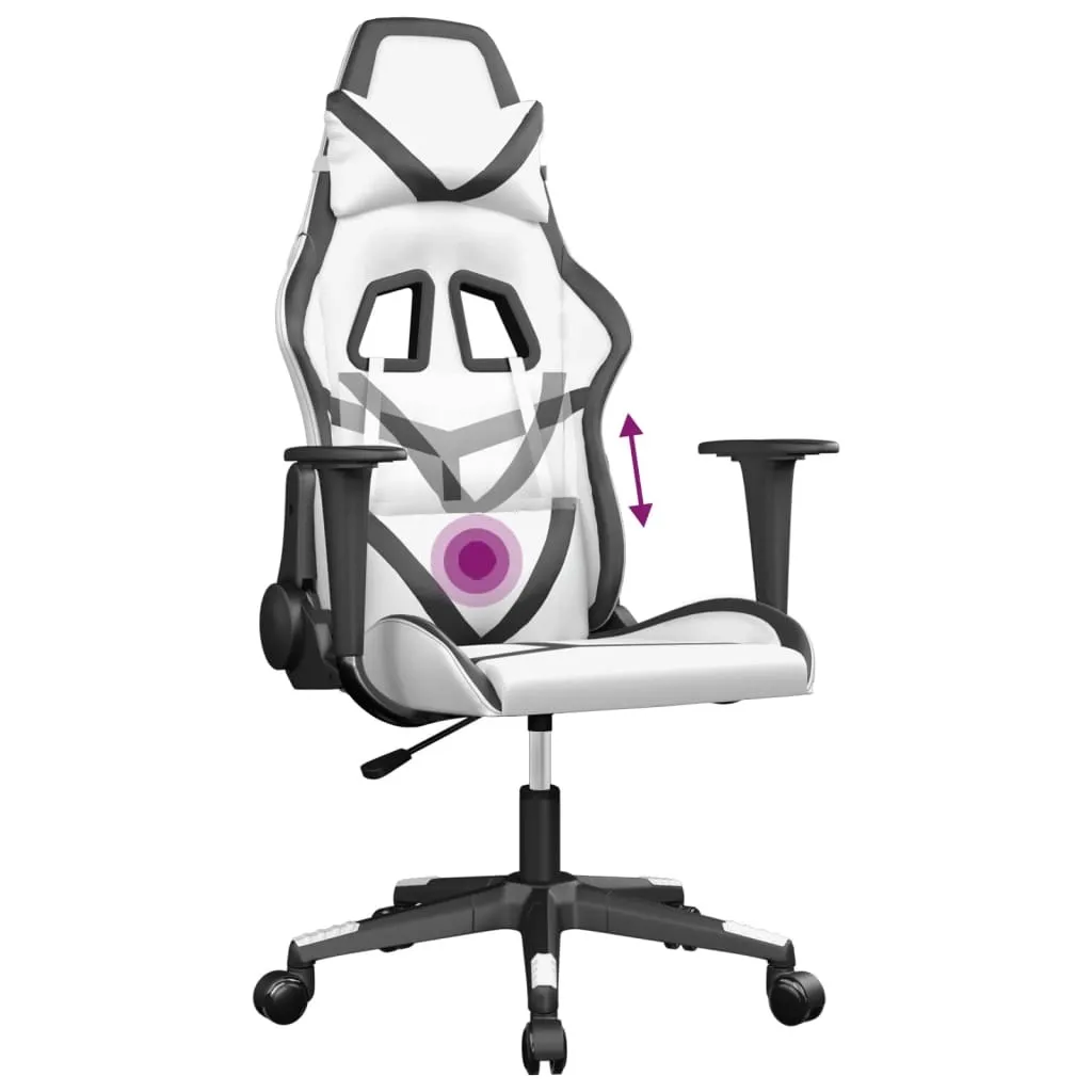 vidaXL Sedia Gaming con Massaggio Bianco Nero - Offerta Miglior Prezzo