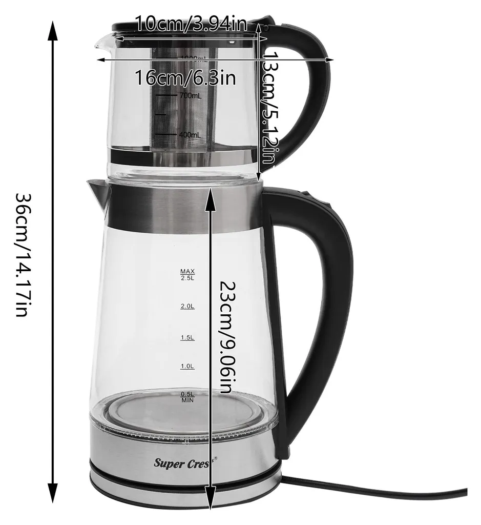 Bollitore Elettrico Vetro 2.5L 1800W | Bollitura Rapida per Famiglie - 2