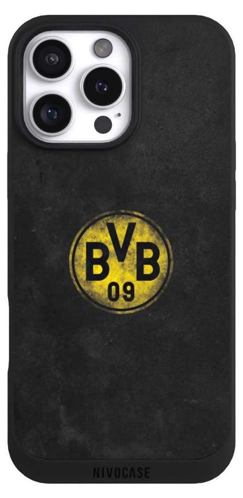 NIVOCASE Handyhülle für Apple iPhone 16 Pro Max Hülle NIVOpure Case Schwarz BVB Borussia Dortmund Fanartikel
