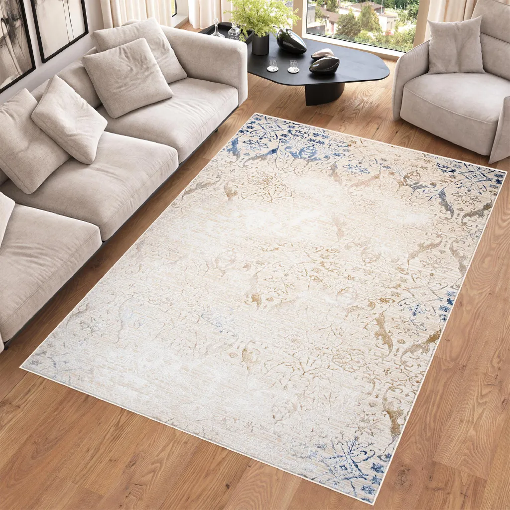 Tapis HERA 160x230 cm Gris Beige - Moelleux & Design Géométrique Moderne