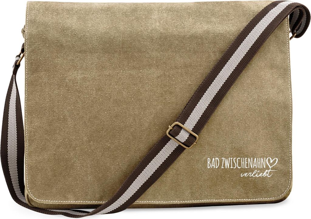 Huuraa Umhängetasche Bad Zwischenahn verliebt 14 Liter Sahara Canvas Laptoptasche Geschenkidee