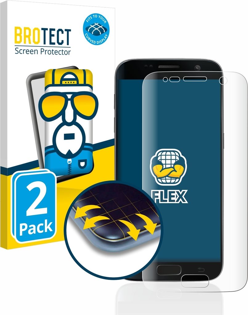 2x BROTECT Fullscreen Schutzfolie für Samsung Galaxy S7 Displayschutz Folie Fullcover Klar Transparent