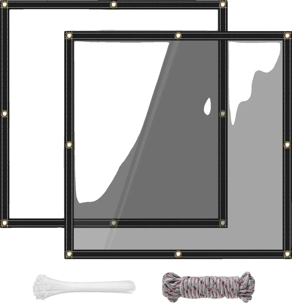 Bâche transparente imperméable poids lourd 2 pièces L1 x l1 m résistante