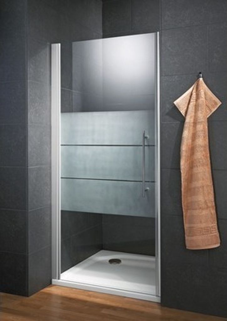 Drehtür in Nische Schulte Galaxy Breite 90 cm Dekor Depoli Light Profilfarbe aluminium