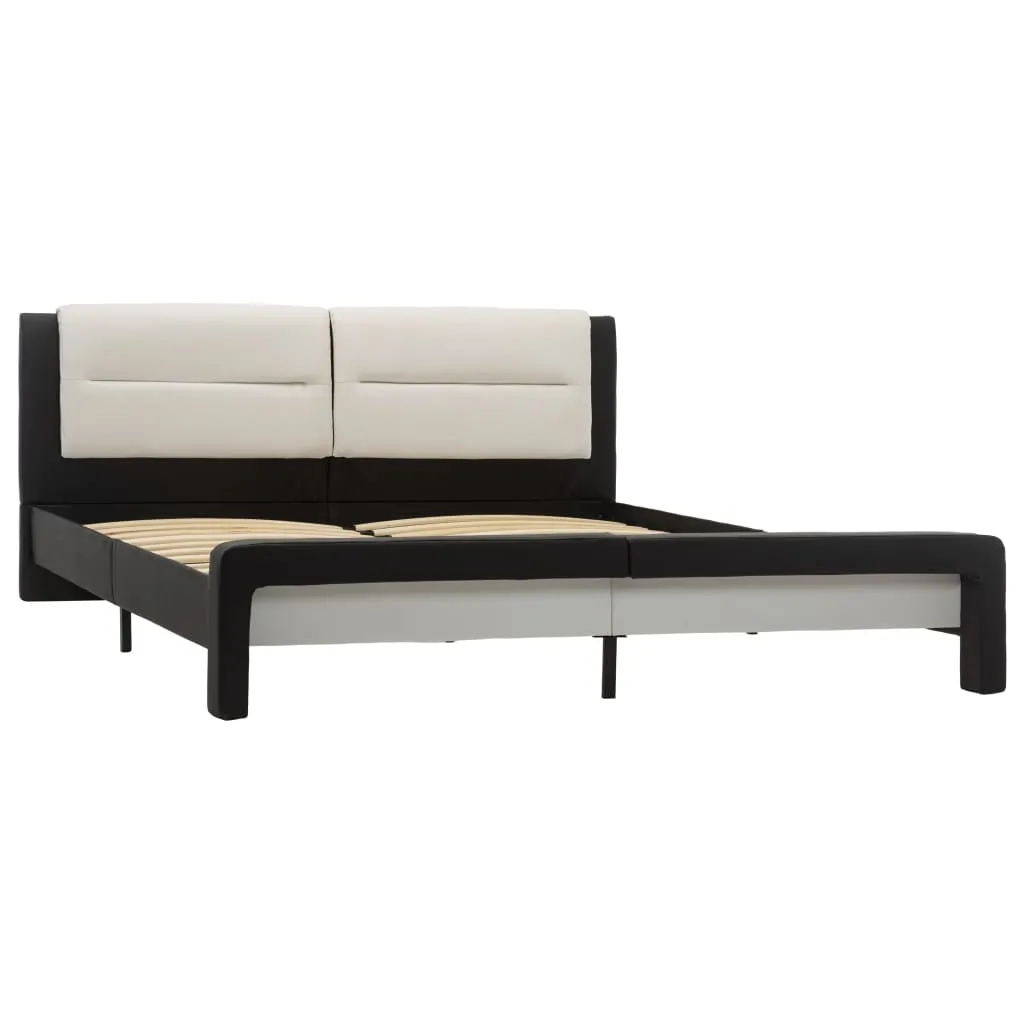 Lit 120x200 cm design noir et blanc en similicuir pour chambre adulte