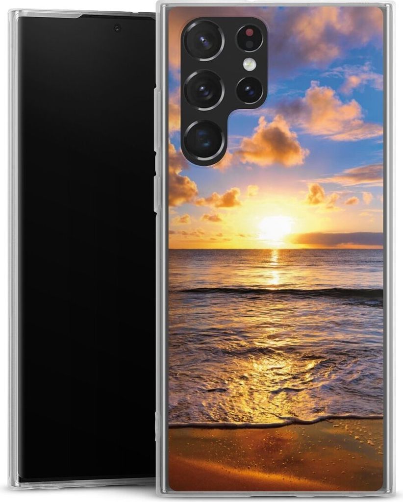 DeinDesign Slim Hülle für Samsung Galaxy S22 Ultra Silikon Case Ultra Dünn Handyhülle Meer Sonnenuntergang Strand