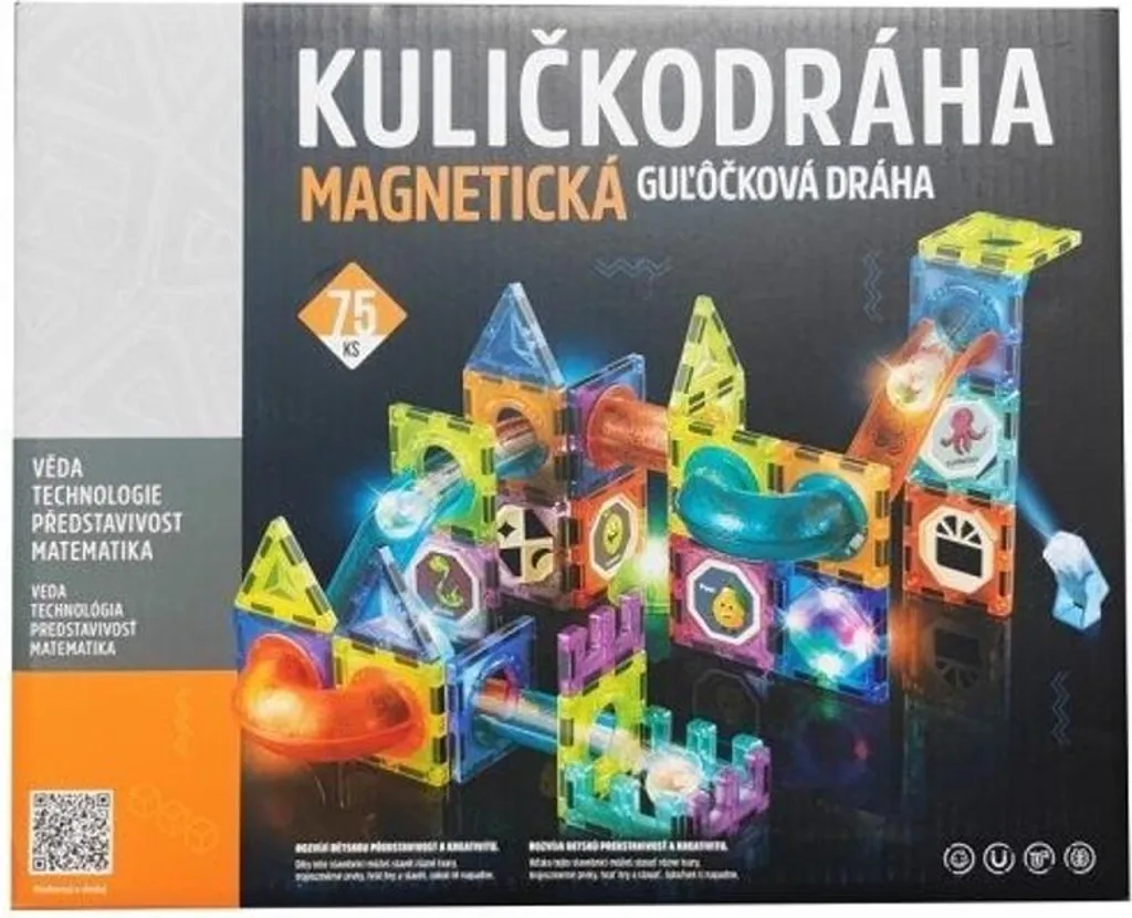 Piste magnétique avec lumière 75pcs - Circuit de billes LED pour enfant