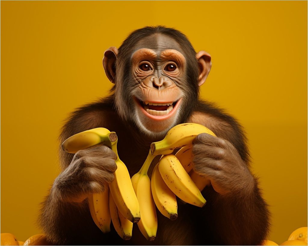 Wallario Poster - Glücklicher Bananenfan, Kunstdruck Größe: 40 x 50 cm
