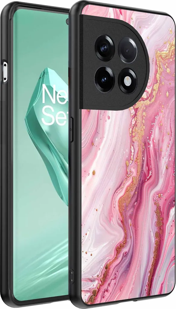 Custodia Marmo OnePlus 12R - Cover TPU Rosa Design Elegante Smartphonica