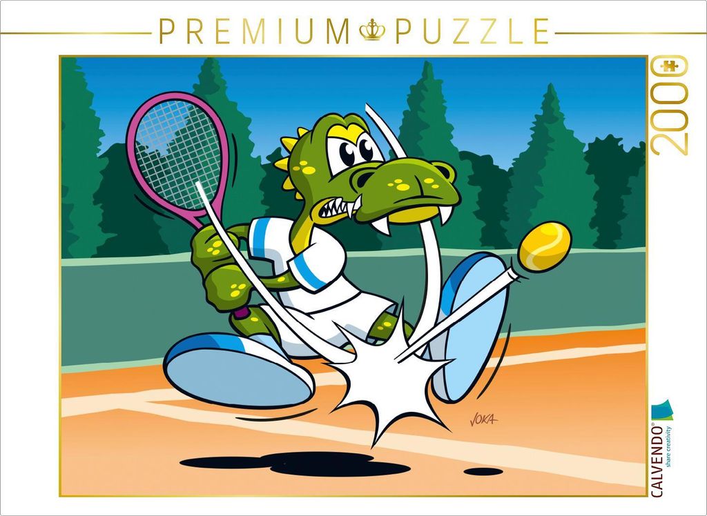 CALVENDO Puzzle Tennis Krokodil! 2000 Teile Puzzle quer | 2000 Teile Lege-Größe 90x67cm Foto-Puzzle für glückliche Stunden