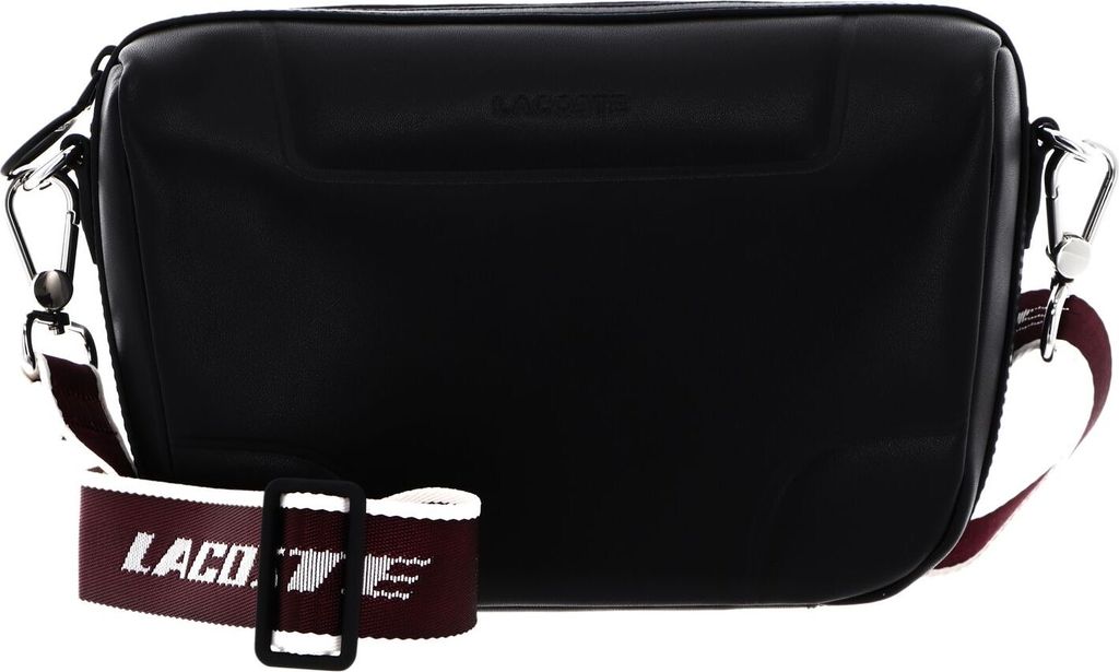 LACOSTE Leder Umhängetasche Lacoste Original Crossover Bag Noir Cranberry Blanc schwarz