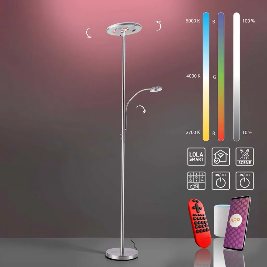 Lampadaire LED dimmable avec télécommande et mode RGB - Modèle L500 - 12