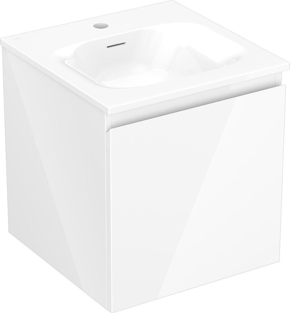Mexen Orio Badezimmerschrank 45 cm mit Waschbecken Vela, 1 Schublade, weiß glänzend - 91A10-04547-1-BF00-W23M00