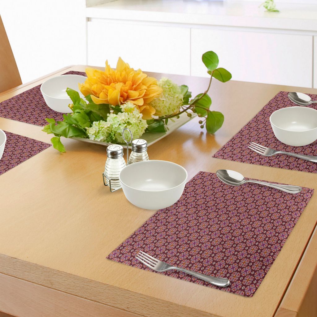 ABAKUHAUS Stammes Platzmatten, Abstrakte Zusammensetzung der Blumen-Ornamental-Strudel und Locken böhmische Inspirationen, Tiscjdeco aus Farbfeste...