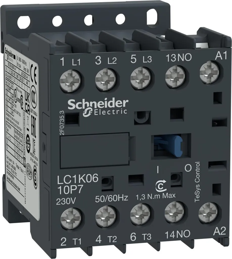 Schneider LC1K0610P7 TeSys K Contattore 3P 6A 230V AC 1NO Vite