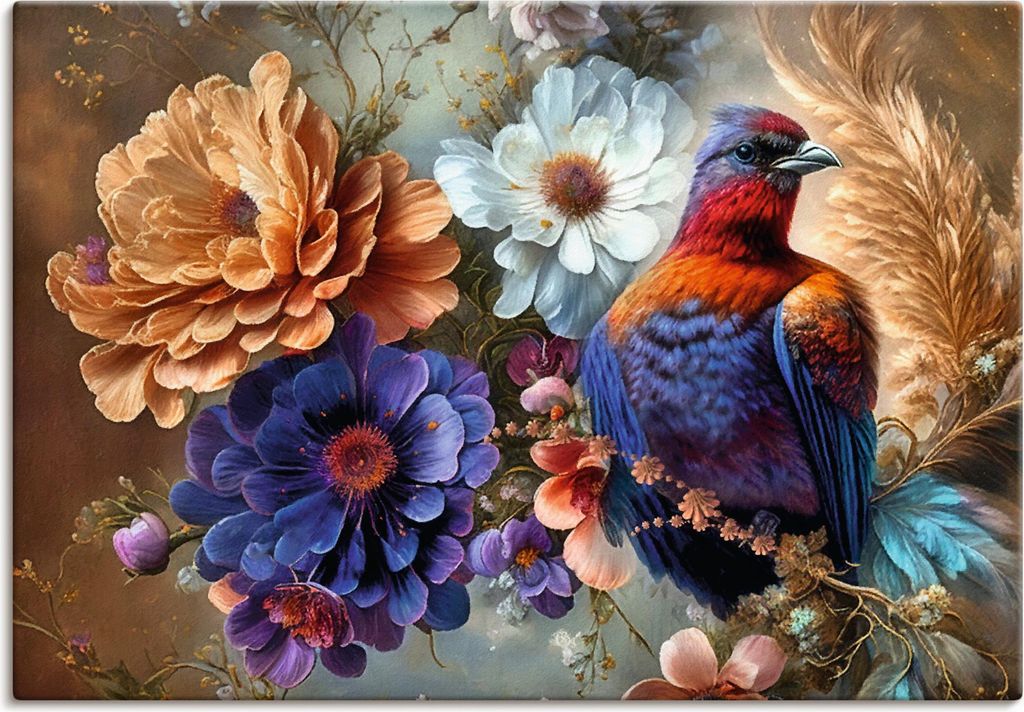 ARTland Leinwandbild Blütenblätter und Federn Größe: 100x70 cm