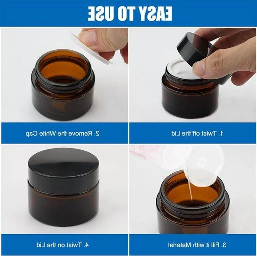 Pots à pommade 30ml verre ambré anti-UV avec fermeture hermétique