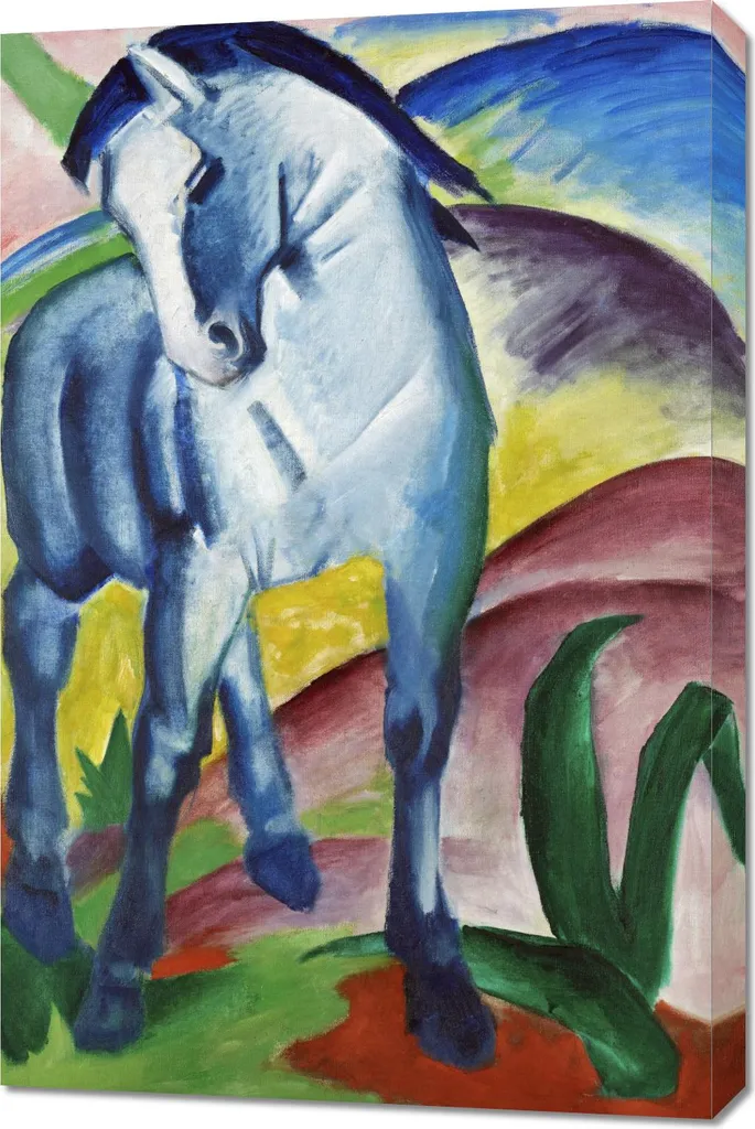 Toile Imprimée Blue Horse I de Marc - Tableau Vintage Salon 60x90 cm