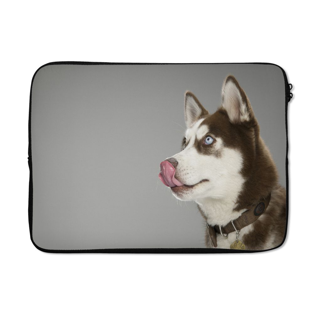 MuchoWow Laptop Hülle 14 ZollHusky - Tier - Lecken Laptoptasche - Laptoptasche - Stoßsicher - Schutzhaube