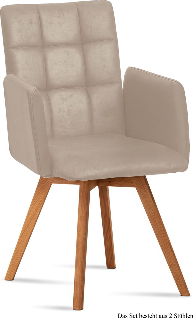 Armlehnstuhl (2er-Set) Dione 52x91x60 Eiche geölt/Natur