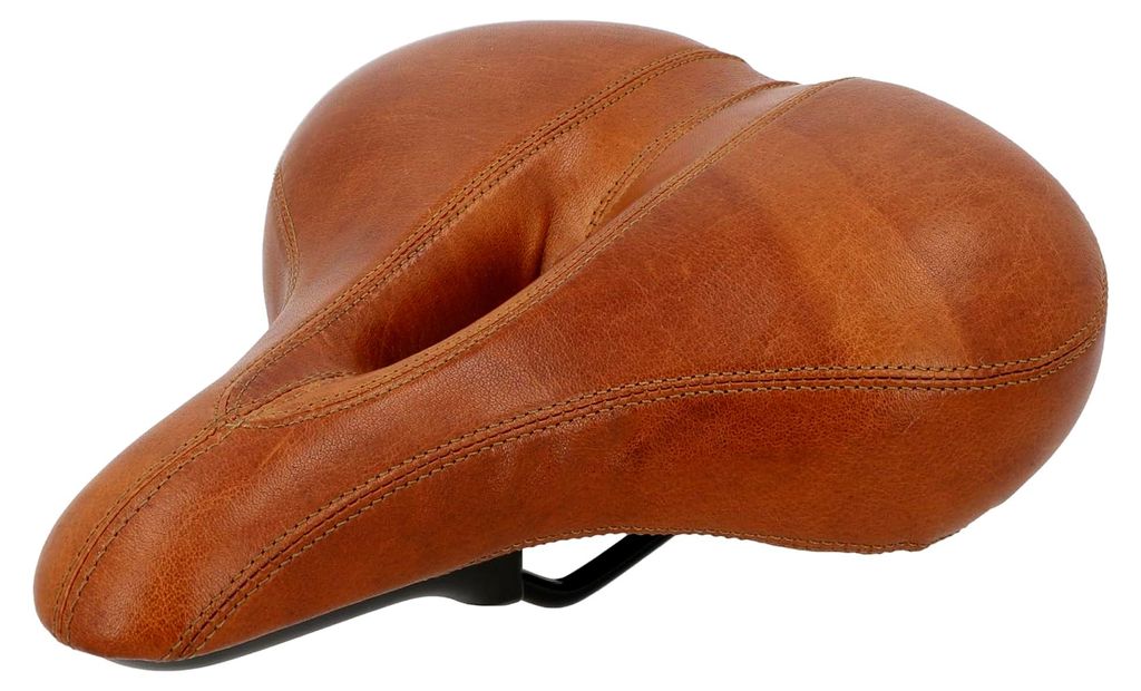Gusti Sattel Echtes Leder - Connie C. Ledersattel Vintage Retro Sattel Fahrrad Weich Gepolstert Breit Ergonomisch