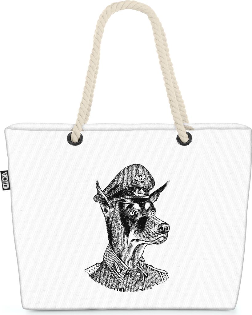 VOID Hund Wachhund Grafik Strandtasche Shopper 58x38x16cm 23L XXL Einkaufstasche Tasche Reisetasche Beach Bag