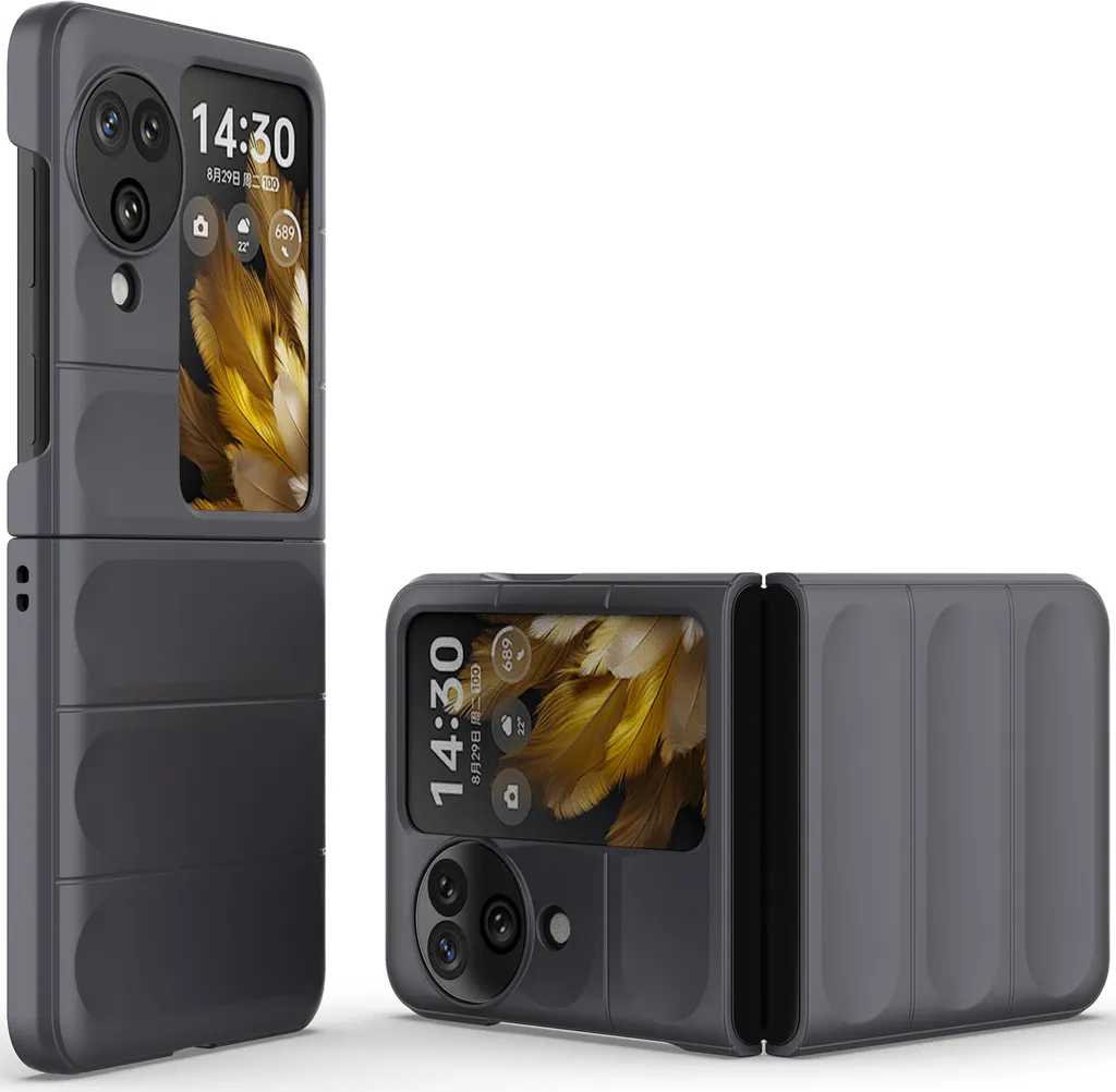 Custodia Elegante Grigio Scuro Oppo Find N3 Flip Matte Finish