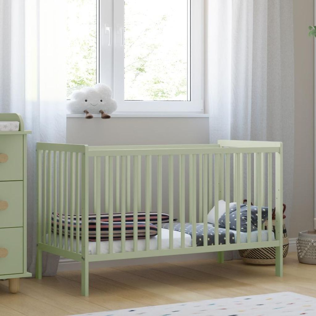 ZEE LUMI Mint Babybett 120x60 cm mit Schutzgitter 2in1 Produktbild 