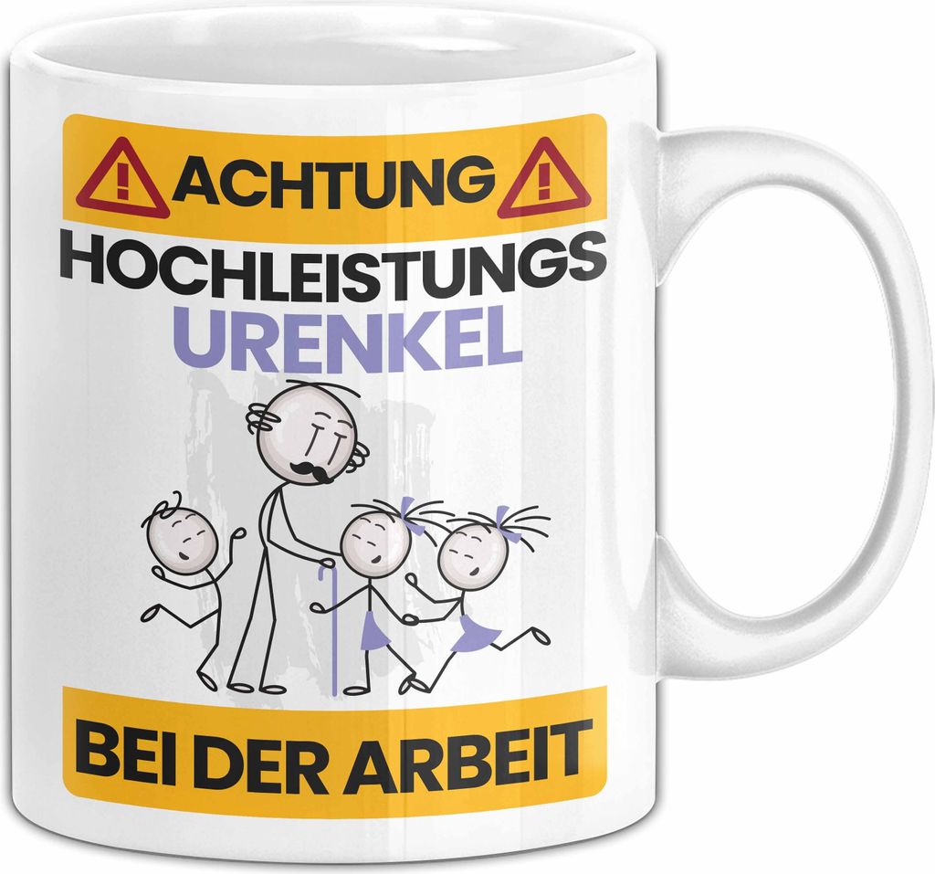 Urenkel Tasse Geschenk Lustiger Spruch Geschenkidee für Urenkel Achtung Hochleistungs Urenkel Bei Der Arbeit (Weiß)
