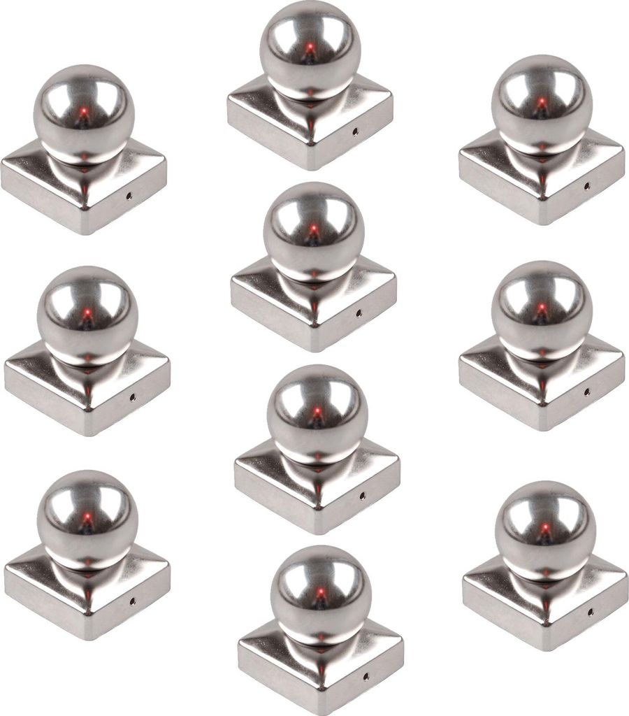 10x Pfostenkappe Edelstahl 71 mm Kugel  Abdeckkappe für Produktbild 