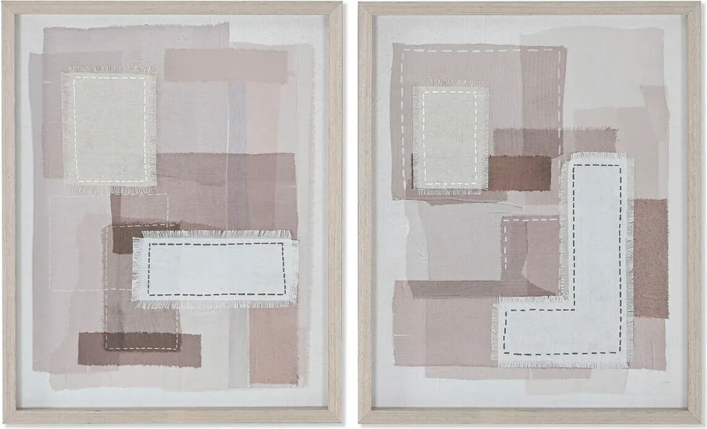 Tableau Décoratif Abstrait Beige et Gris Home ESPRIT 40x50cm Duo Chic