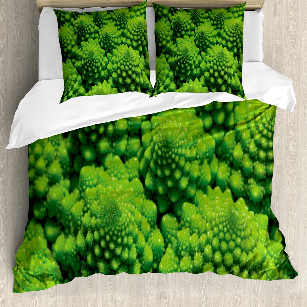 Set Letto ABAKUHAUS Verde Lime Foglie Broccoli Matrimoniale Chic
