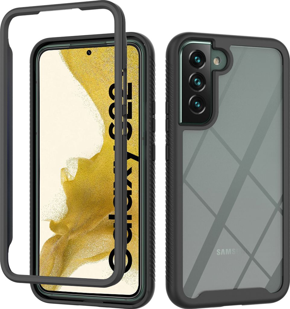 Galaxy S22 5G Hülle, Hybrid Transparente Rückseite Robust TPU Bumper Rutschfest Stoßfest Ganzkörper Schutzhülle für Samsung Galaxy S22 5G Sch...