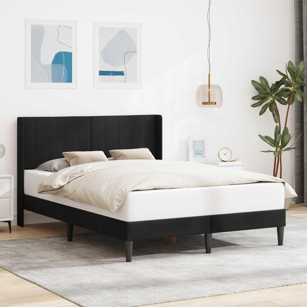 Maison Exclusive - Bettrahmen mit Kopfteil Schwarz 140 x 200 cm Samt