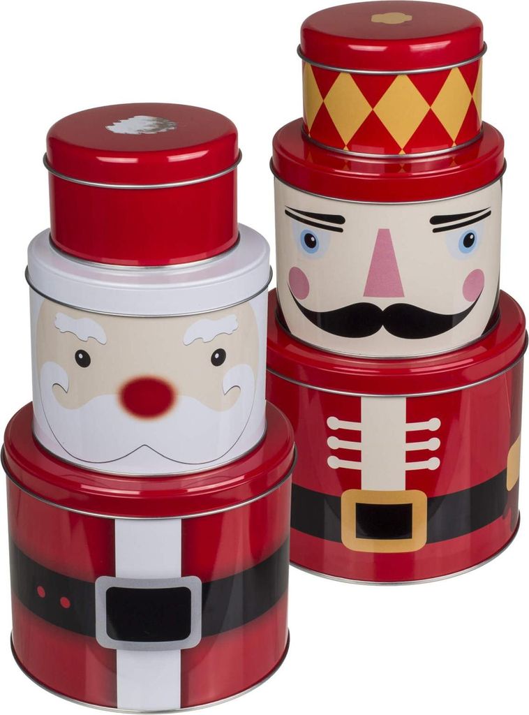 Gebäckdosen Metall Keksdose Nussknacker Weihnachtsmann 2x Produktbild 
