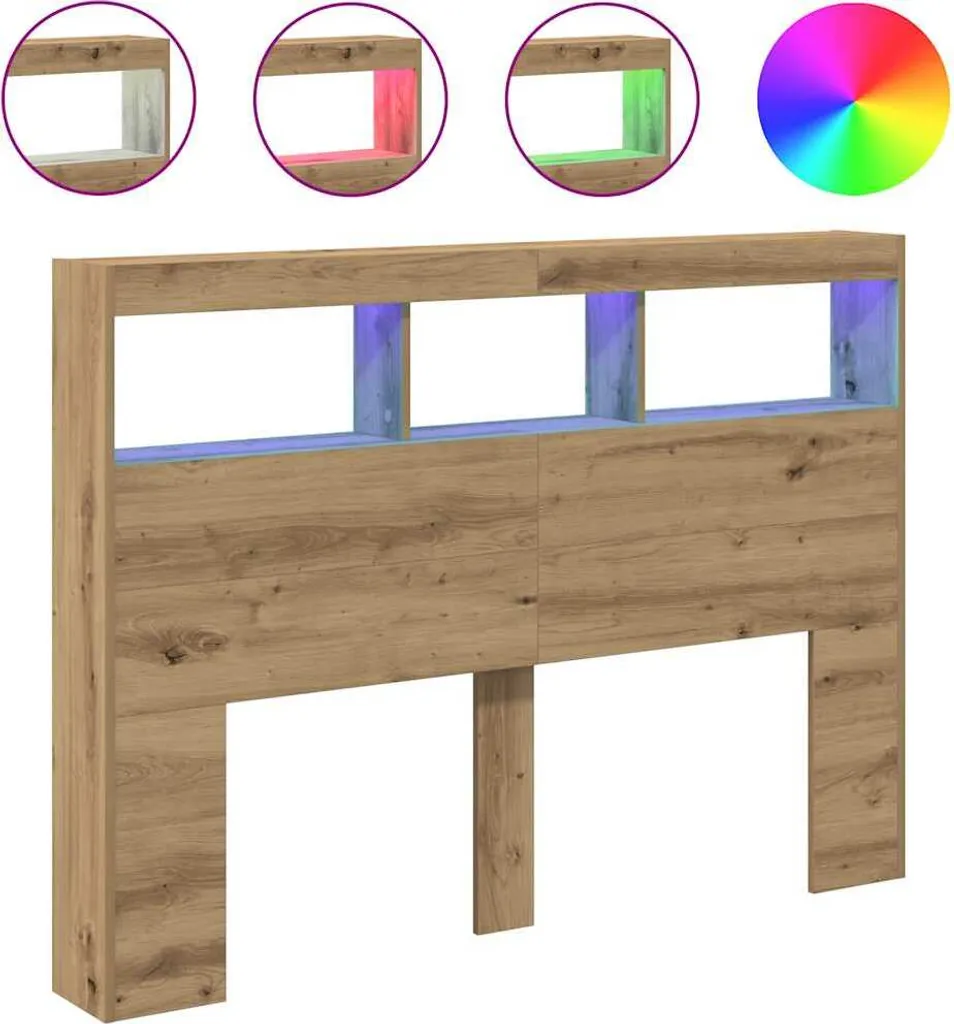 Testata Letto con Luci LED e Mensole Rovere 140cm | Offerta Online