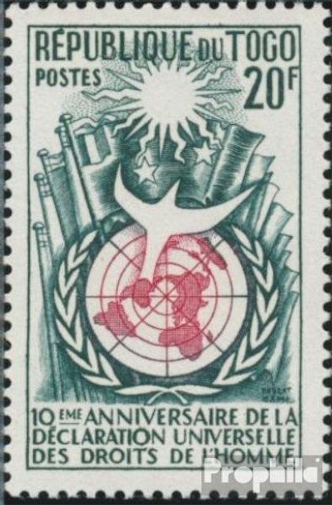 Briefmarken Togo 1958 Mi 246 (kompl.Ausg.) Jahrgang 1958 komplett postfrisch Menschenrechte