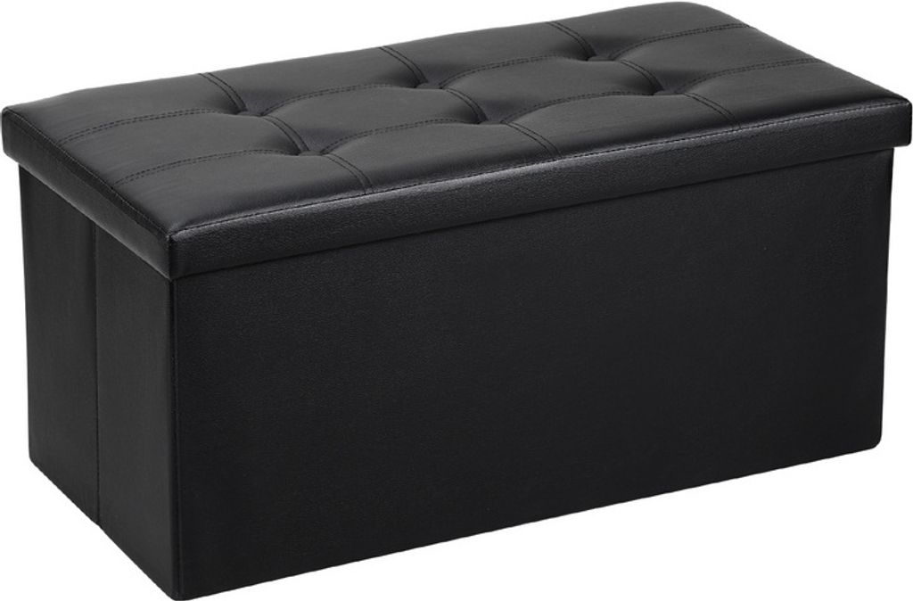 Jopassy Sitzhocker sitzbank faltbar mit Stauraum, Aufbewahrungsbox, Deckel abnehmbar 76x38x38cm Schwarz