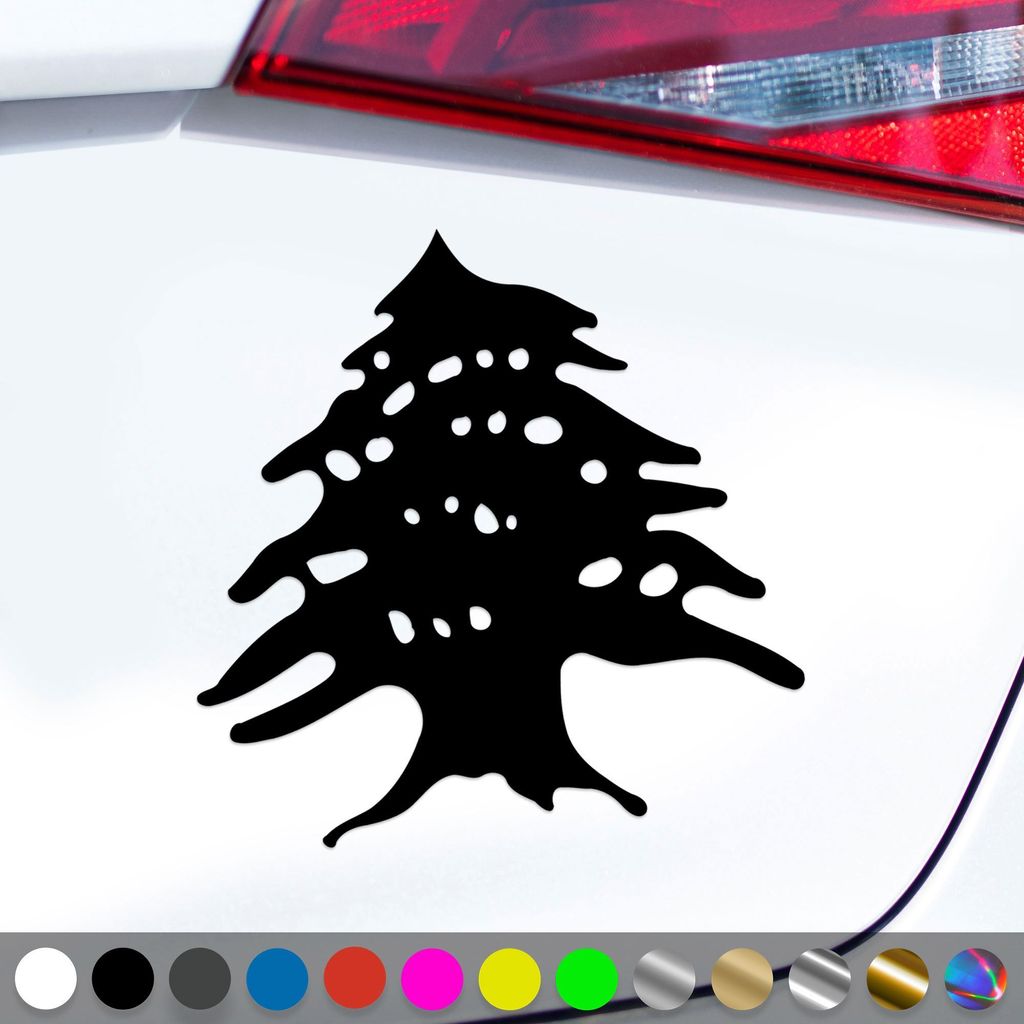PantherPixel Libanon Aufkleber Wappen Zeder Fahne Baalbek Beirut Sticker Auto Geschenkidee Farbe Schwarz