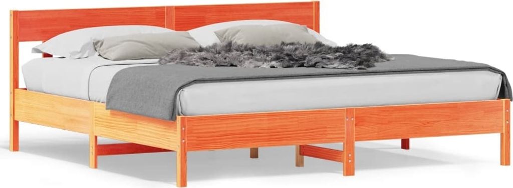 Maison Exclusive - Massivholzbett ohne Matratze Wachsbraun 180x200 Kiefernholz
