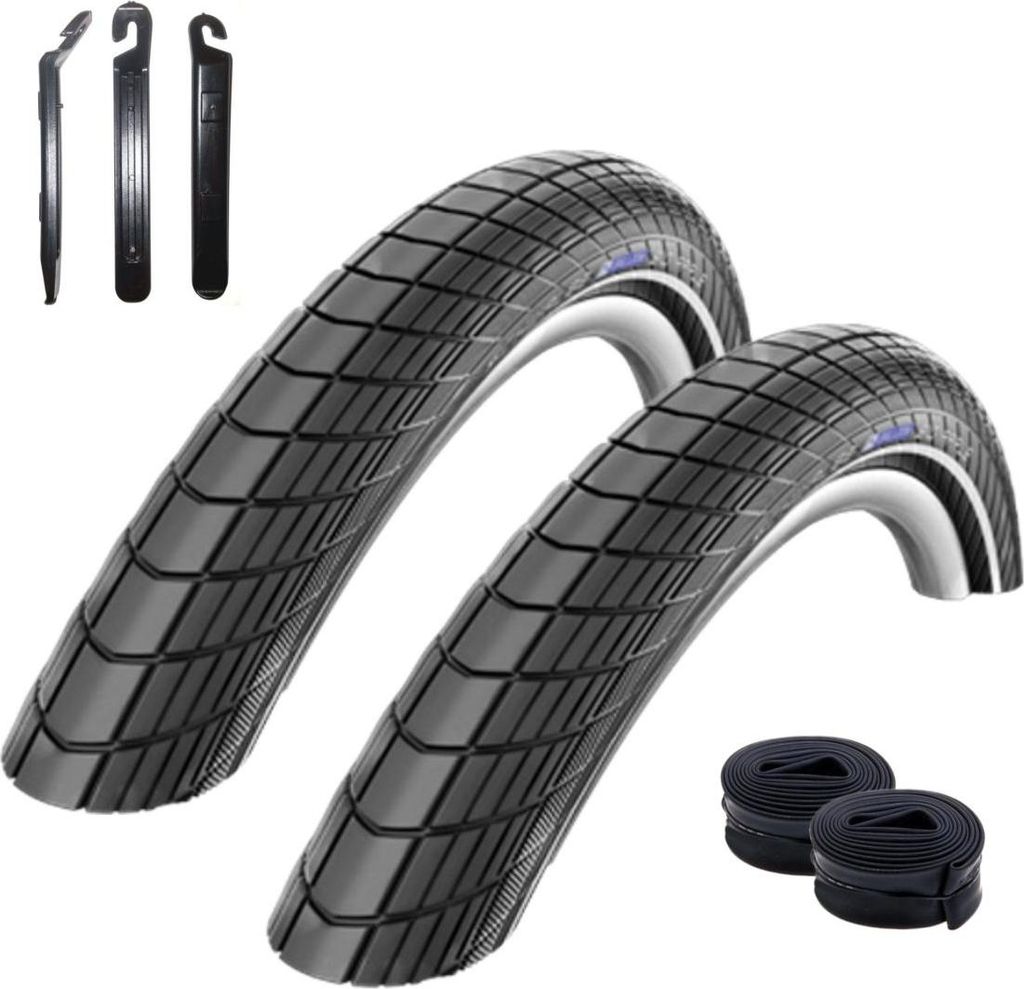 2 x Schwalbe Big Apple Reflex Schwarz 60-622 (28 x 2,35)+ 2 Schwalbe Schläuche DV19 inkl. Reifenheber