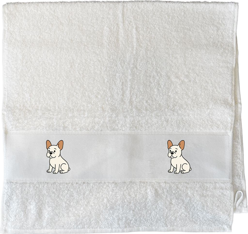 Huuraa Handtuch Französische Bulldogge Frenchie Comic 50x100cm White Baumwolle Handtuch Geschenkidee