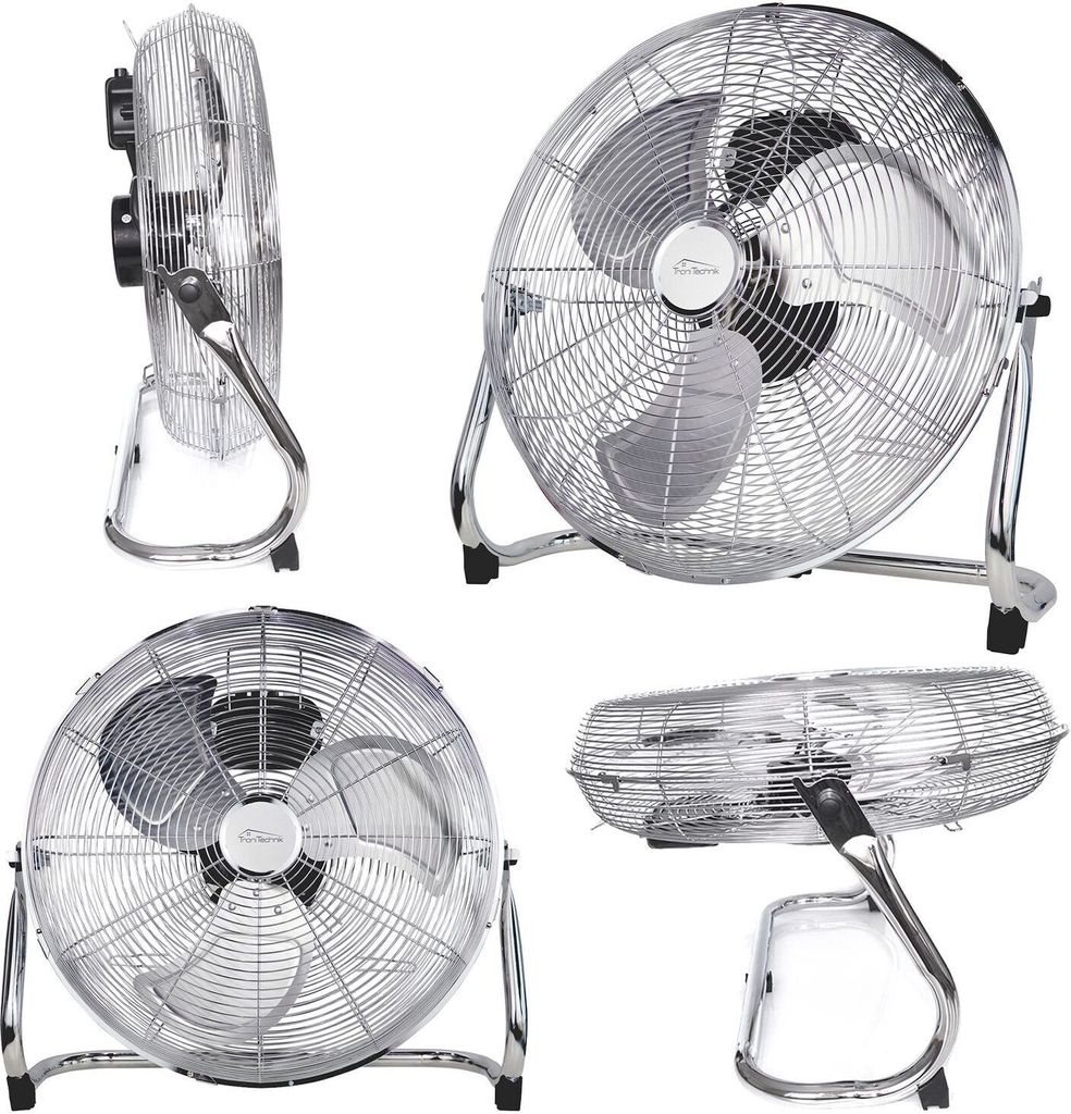 TroniTechnik Bodenventilator Windmaschine mit drei Geschwindigkeitsstufen 100W, verstellbar 45cm