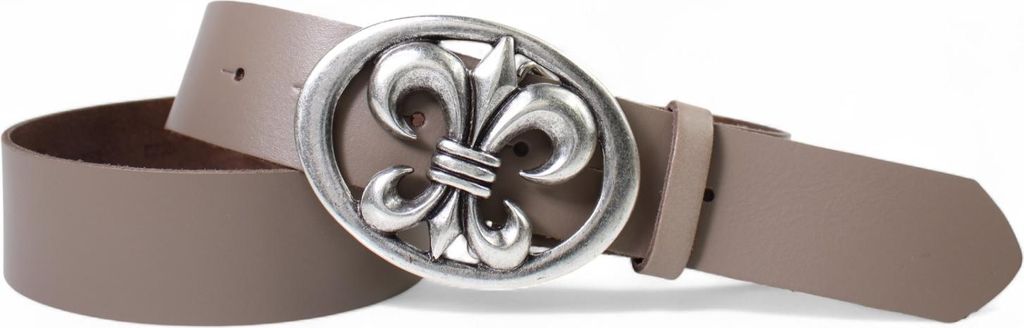 FRONHOFER Damen Ledergürtel 4 cm mit Lilien Gürtelschnalle, französische Lilie, echt Leder