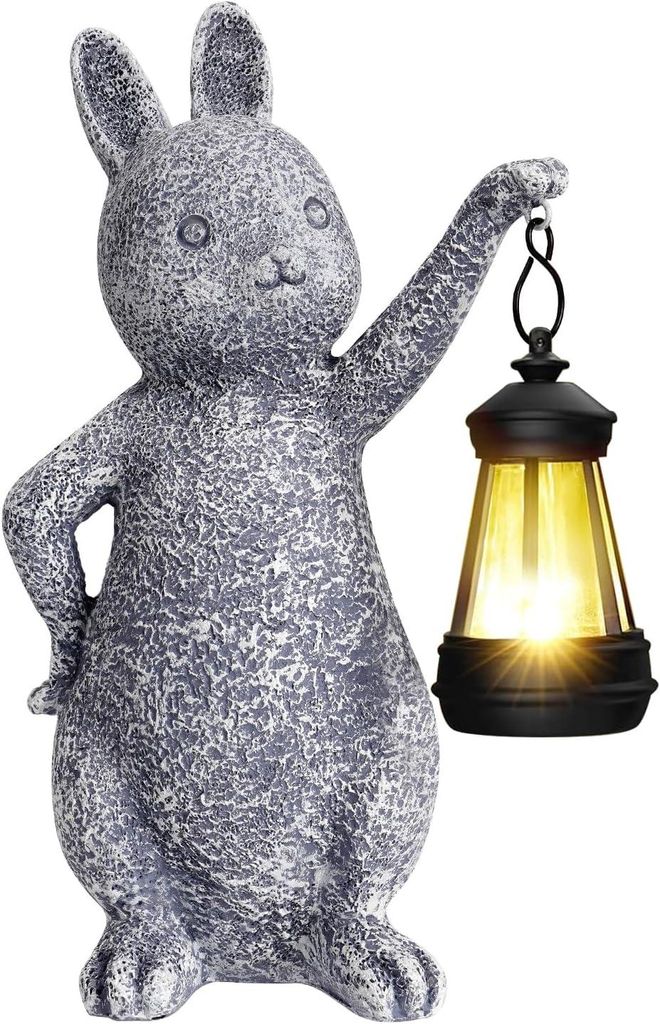 Gartendekoration für draußen – Hasenfigur aus Kunstharz – Solarlaterne für den Außenbereich – Leuchtende Hasenfigur für den Außenbereic...