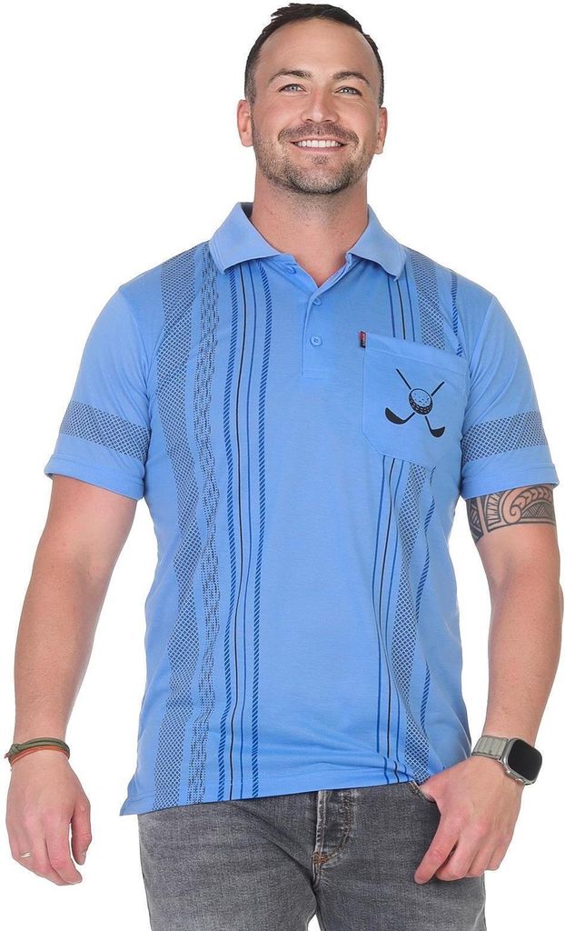 Herren Poloshirt Sommer Polo-Hemd Kurzarm, Blau/M/48