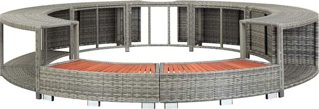 vidaXL Whirlpool-Umrandung Grau Poly Rattan Produktbild 2